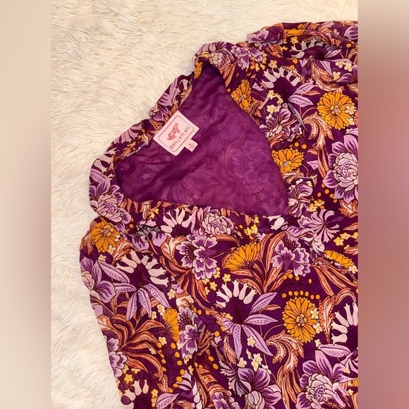 NEW BANJANAN florence ruffle mini dress in violet sz M - Picture 6 of 7